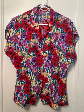Vintage 80s TESS Paris-Milano Floral Blouse